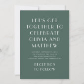 Invitation Mariage Moderne Vert Ardoise Foncé | Photo & Code (Devant)