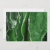 Invitation Mariage Moderne Vert Argent Agate Sombre (Dos)