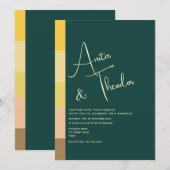 Invitation Mariage Moderne Vert Émeraude (Devant / Derrière)