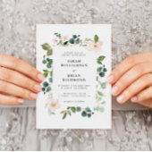 Invitation mariage moderne vert et fleuri