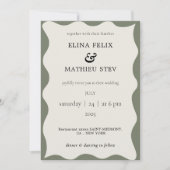 Invitation Mariage moderne vert et ivoire (Devant)