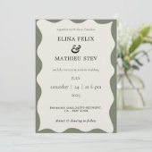 Invitation Mariage moderne vert et ivoire (Debout devant)