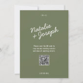 Invitation Mariage moderne vert fantaisiste été code QR (Dos)