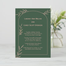 Mariage moderne vert foncé et feuille rose