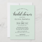 Invitation Mariage Moderne Vert Menthe et Noir avec Écriture  (Devant)