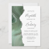 Invitation Mariage Moderne Vert Sauge Agate Argentée (Devant)