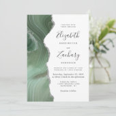Invitation Mariage Moderne Vert Sauge Agate Argentée (Debout devant)