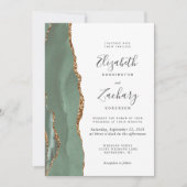 Invitation Mariage Moderne Vert Sauge Agate Or (Devant)