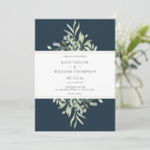 Invitation Mariage Moderne Vert Sauge Bleu Profond (Debout devant)