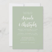 Invitation Mariage Moderne Vert Sauge Écriture (Devant)