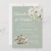 Invitation Mariage Moderne Vert Sauge et Blanc (Devant)