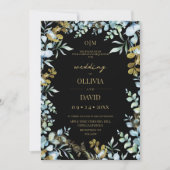 Invitation Mariage Moderne Vert Sauge Or Eucalyptus Rustique (Devant)