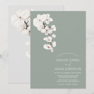 Invitation Mariage Moderne Vert Sauge Orchidée Blanche