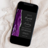 Invitation Mariage Moderne Violet Argent Agate Foncé