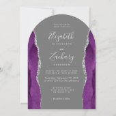 Invitation Mariage Moderne Violet Argent Gris Agate Arche (Devant)
