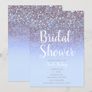 Invitation Mariage Moderne Violet Argent Paillettes Glamour