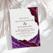 Invitation Mariage moderne violet et bordeaux argenté