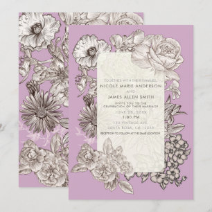 Invitation Mariage Moderne Violet Lavande Floral Vintage