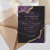 Invitation Mariage moderne violet Monogram Mariage de luxe