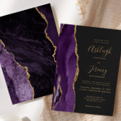 Invitation Mariage Moderne Violet Or Agate Foncé