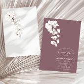 Invitation Mariage moderne violet orchidées blanches
