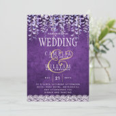 Invitation Mariage Moderne Violet Wisteria Dentelle (Debout devant)