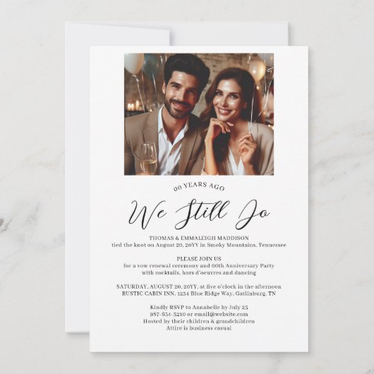 Invitation Mariage moderne Vow Renouvellement Anniversaire Ph (Dos)