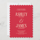 Invitation Mariage moderne Whimsy Red Scallop coloré (Devant)