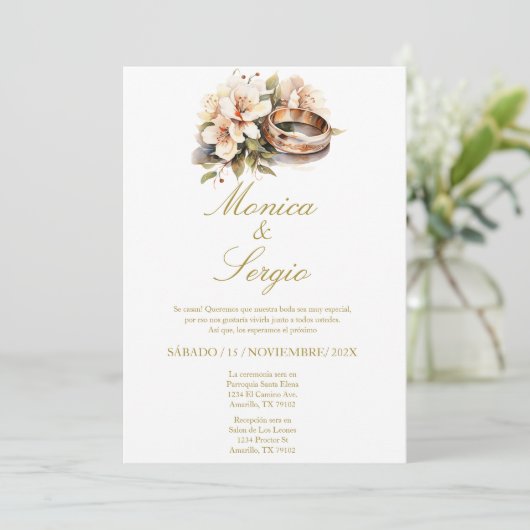 Invitation Mariage modifiable en espagnol (Debout devant)