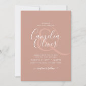 Invitation MARIAGE monochrome en terre cuite clair BUDGET (Devant)