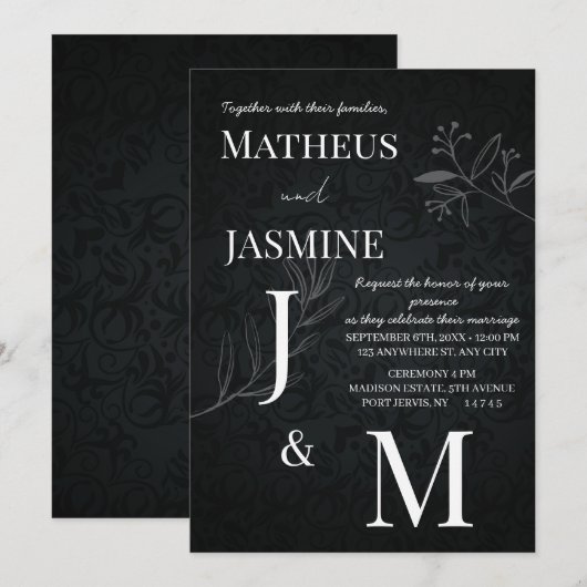 Invitation Mariage Monochrome German Und Script (Devant / Derrière)