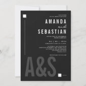 Invitation Mariage monochrome minimaliste noir Invita (Devant)