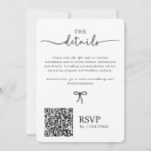 Invitation Mariage monochrome noir blanc QR Code Courbe d'ond (Dos)