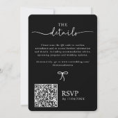 Invitation Mariage monochrome noir blanc QR Code Courbe d'ond (Dos)