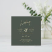 Invitation Mariage monochrome vert moderne (Debout devant)