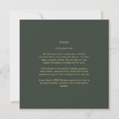 Invitation Mariage monochrome vert moderne (Dos)