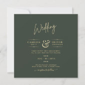 Invitation Mariage monochrome vert moderne (Devant)
