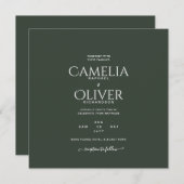 Invitation Mariage monochrome vert moderne (Devant / Derrière)