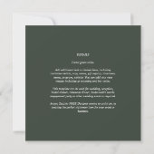 Invitation Mariage monochrome vert moderne (Dos)