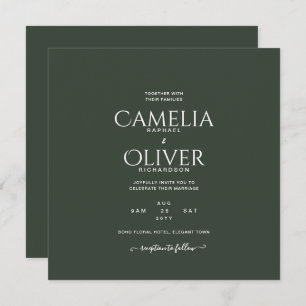 Invitation Mariage monochrome vert moderne