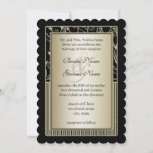 Invitation Mariage Monogram Balck et Gold Swirl (Devant)