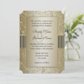 Invitation Mariage Monogram Black et Gold Swirl (Debout devant)