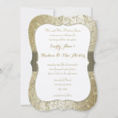 Invitation Mariage Monogram Black et Gold Swirl (Devant)