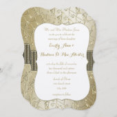 Invitation Mariage Monogram Black et Gold Swirl (Devant / Derrière)