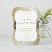 Invitation Mariage Monogram Black et Gold Swirl (Debout devant)