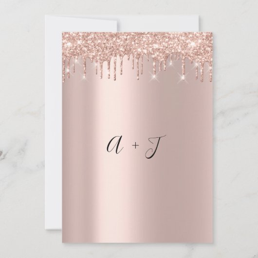 Invitation Mariage Monogram Black Rose Gold Drivers (Dos)