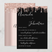 Invitation Mariage Monogram Black Rose Gold Drivers (Devant / Derrière)