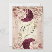 Invitation Mariage Monogram Drives Florals Marsala Rose Burgu (Dos)