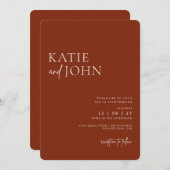 Invitation Mariage Monogram Terracotta Boho (Devant / Derrière)