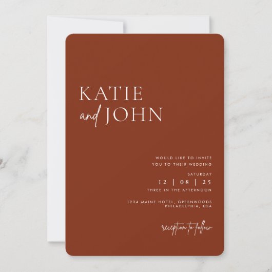 Invitation Mariage Monogram Terracotta Boho (Devant)